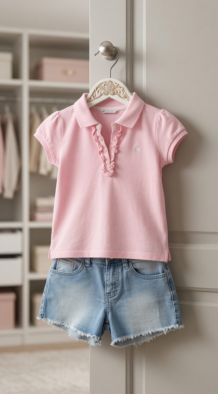 Ralph Lauren meisje polo met shorts 110/116, Kinderen en Baby's, Kinderkleding | Maat 110, Ophalen of Verzenden, Zo goed als nieuw