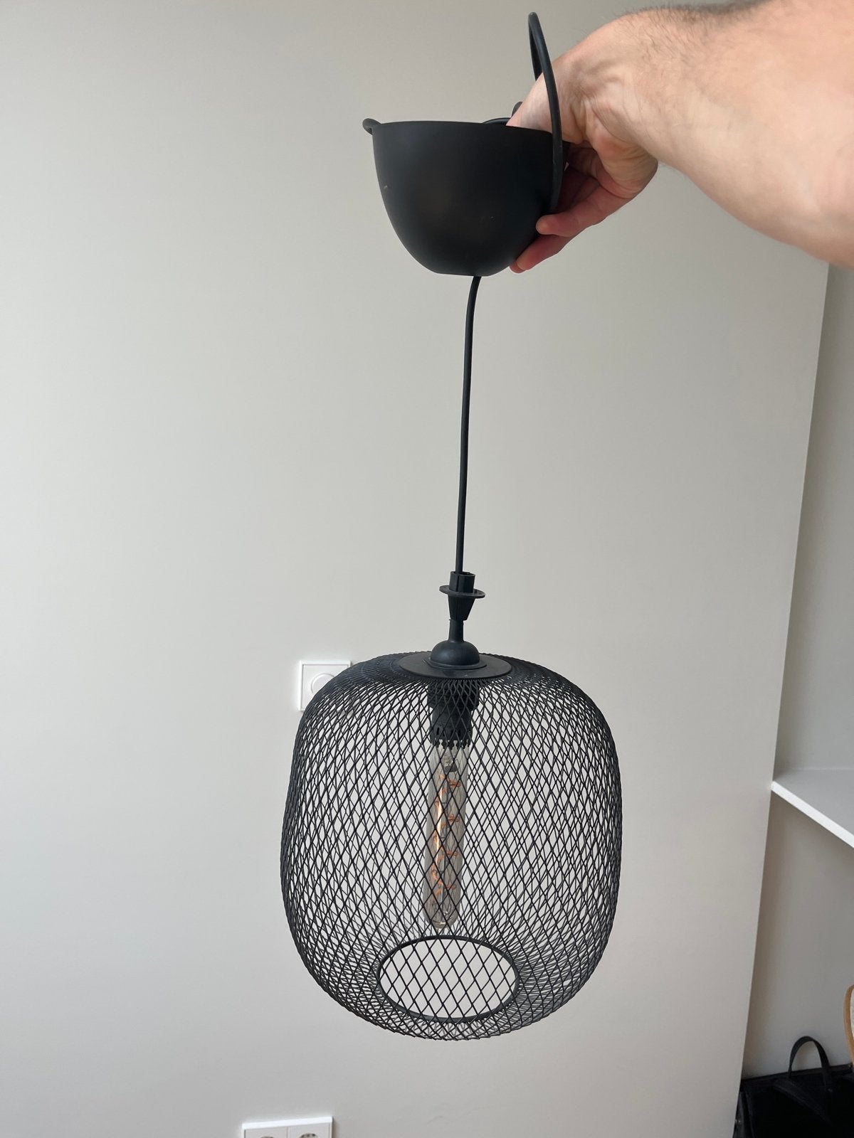 Zwarte IKEA hanglamp - c. 25x25 cm, Ophalen, Gebruikt, Metaal, E27 (groot)