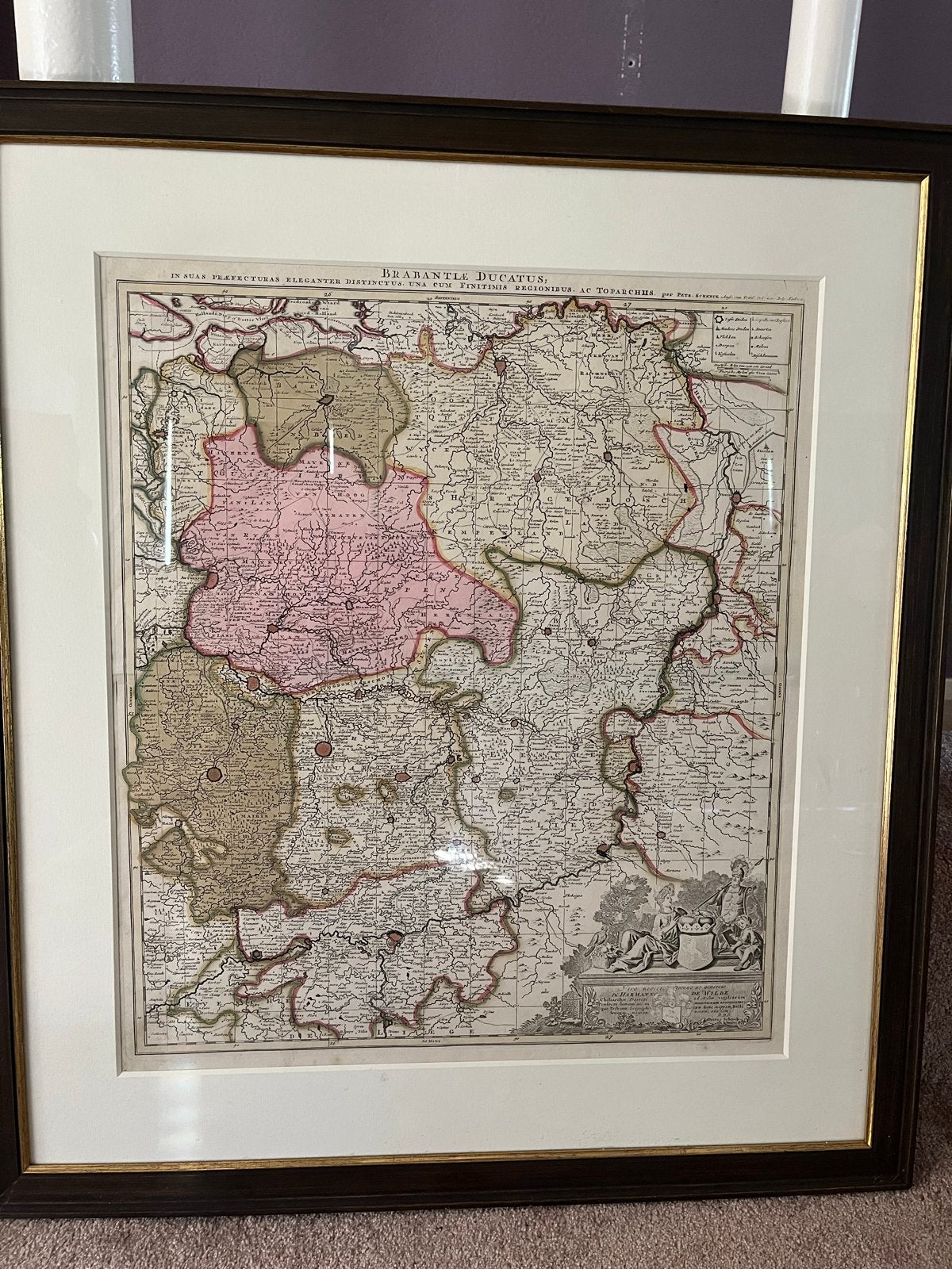Antieke Landkaart West-Brabant (1800-1850) in Luxe Lijst, Ophalen, 1800 tot 2000, Nederland, Landkaart