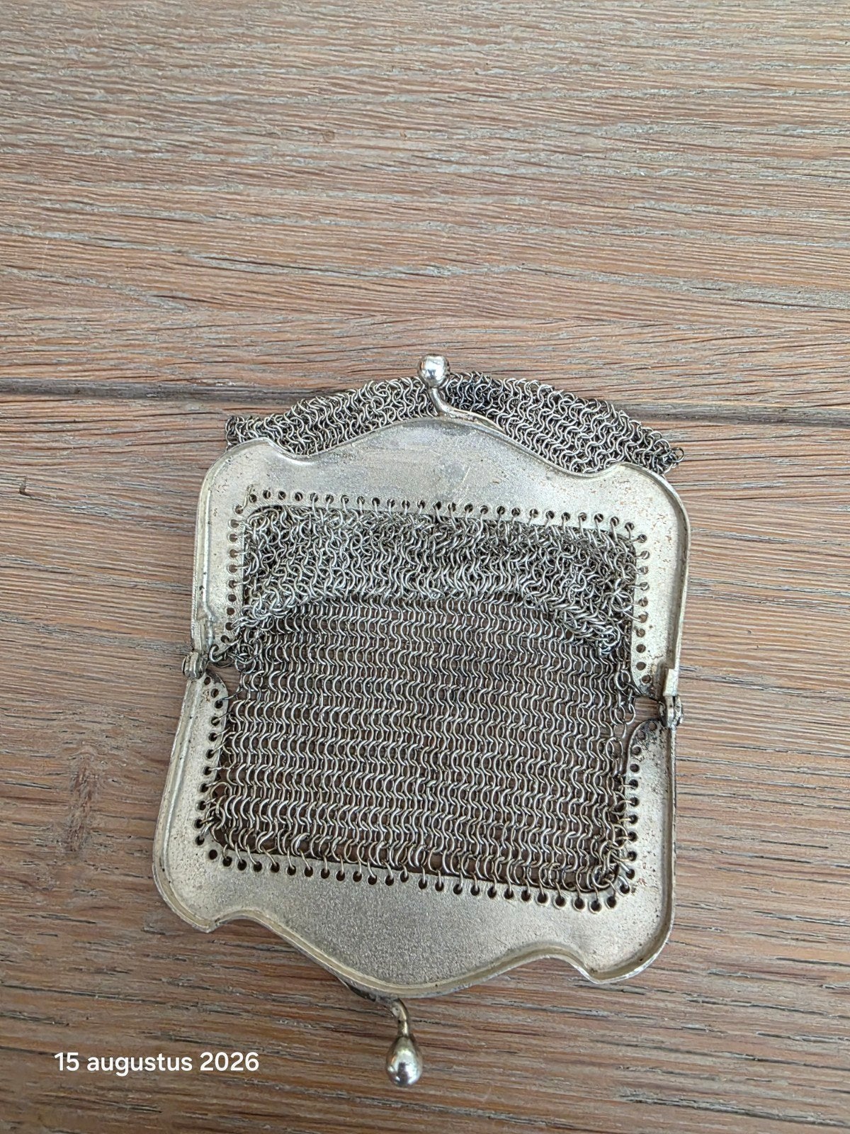Antieke zilveren beurs met kettingwerk, Antiek en Kunst, Ophalen of Verzenden
