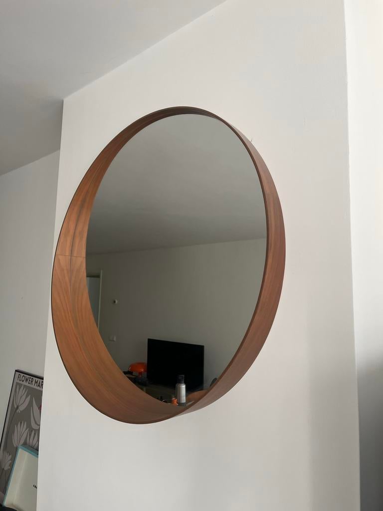 IKEA Stockholm Spiegel rond, walnootfineer, 80 cm, Rond, Ophalen of Verzenden, Zo goed als nieuw, 75 tot 100 cm