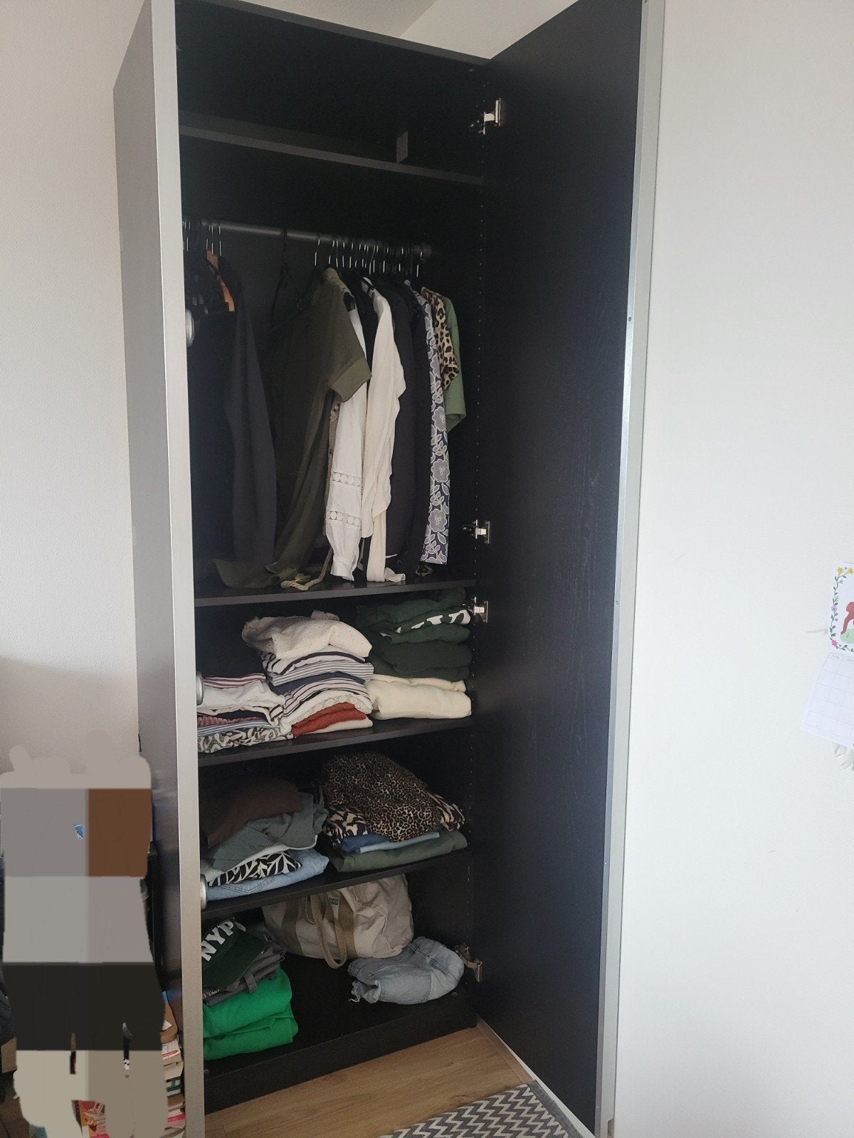 Ikea Pax Kast zwartbruin - 75x58x236 cm met roede en planken, Huis en Inrichting, Ophalen, Met deur(en), Gebruikt, 200 cm of meer