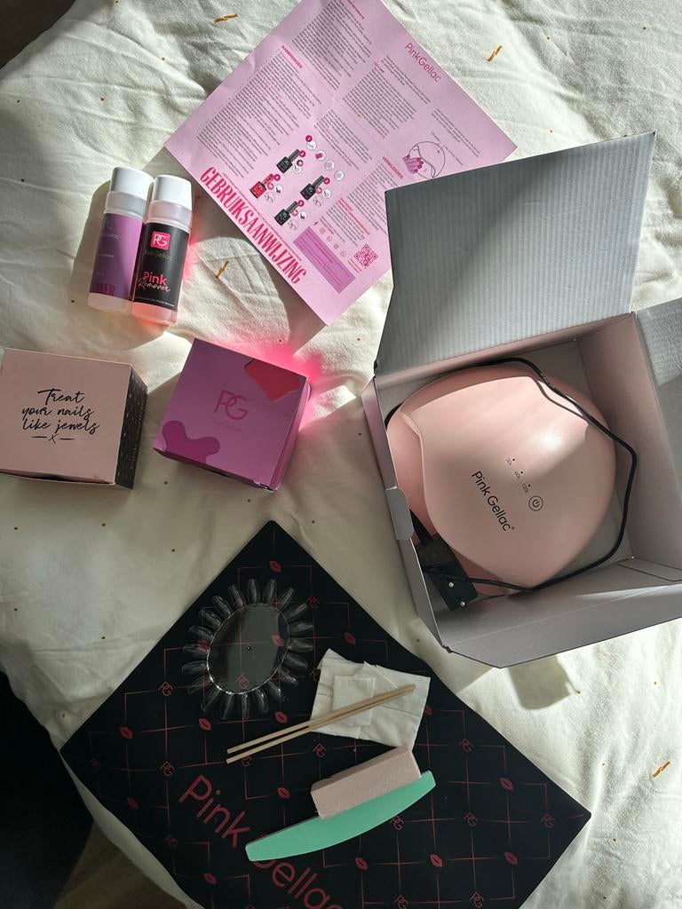 Complete Pink Gellac set met extra's, zgan, Ophalen of Verzenden, Zo goed als nieuw, Toebehoren, Handen en Nagels