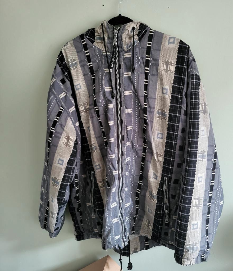 Vintage jas met capuchon, Ophalen of Verzenden, Grijs, Gedragen, Maat 56/58 (XL)