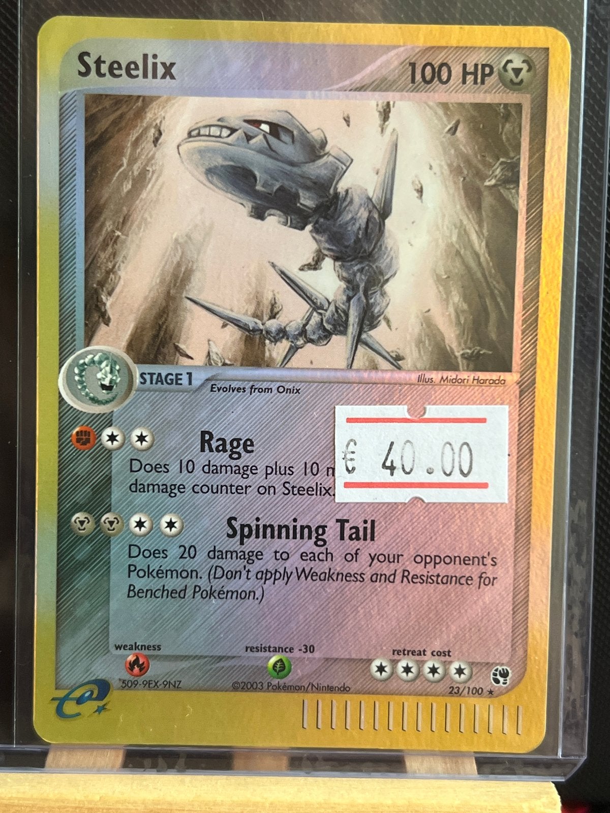Steelix Pokémon Kaart 23/100 EX Sandstorm Foil, Ophalen of Verzenden, Gebruikt, Losse kaart, Foil