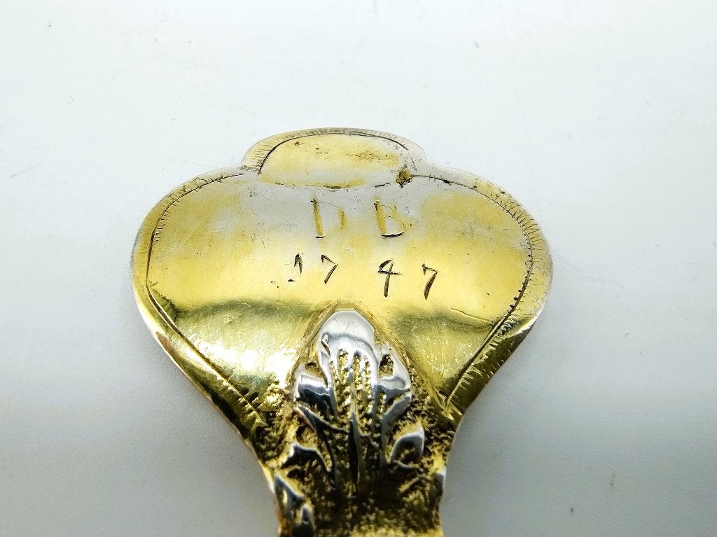 Zilveren gelegenheidslepel, Spannenburgh, Harlingen, 1747, Verzenden, Zilver