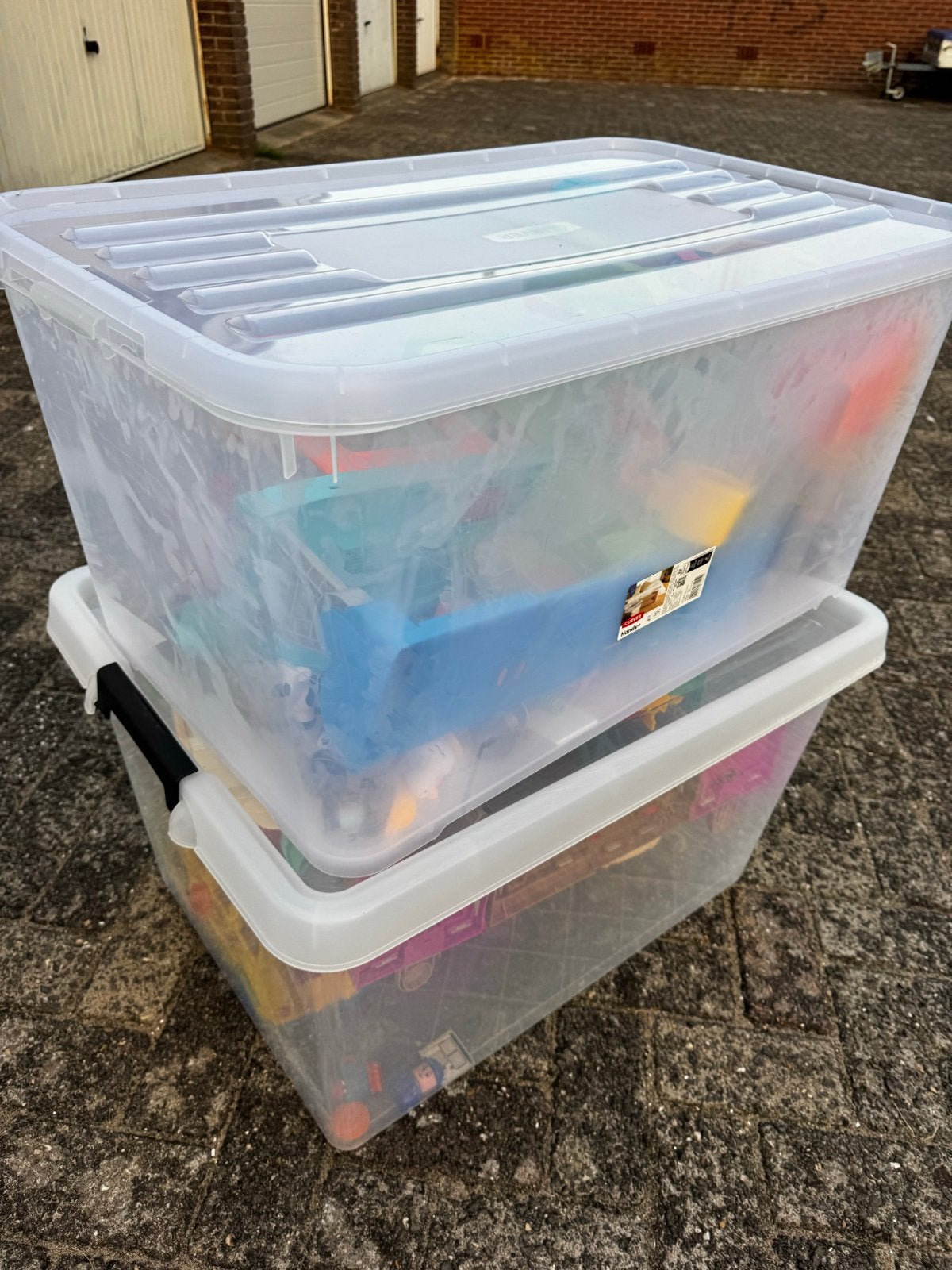 2 grote speelgoedboxen met Little People verzameling, Ophalen, Gebruikt, Jongen of Meisje