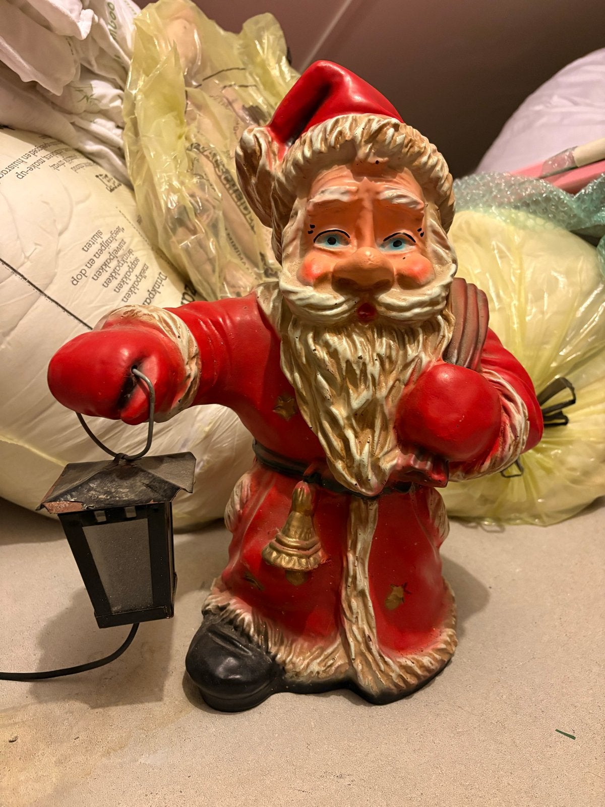 Vintage kerstman met lampje 40 cm hoog, Ophalen of Verzenden, Gebruikt