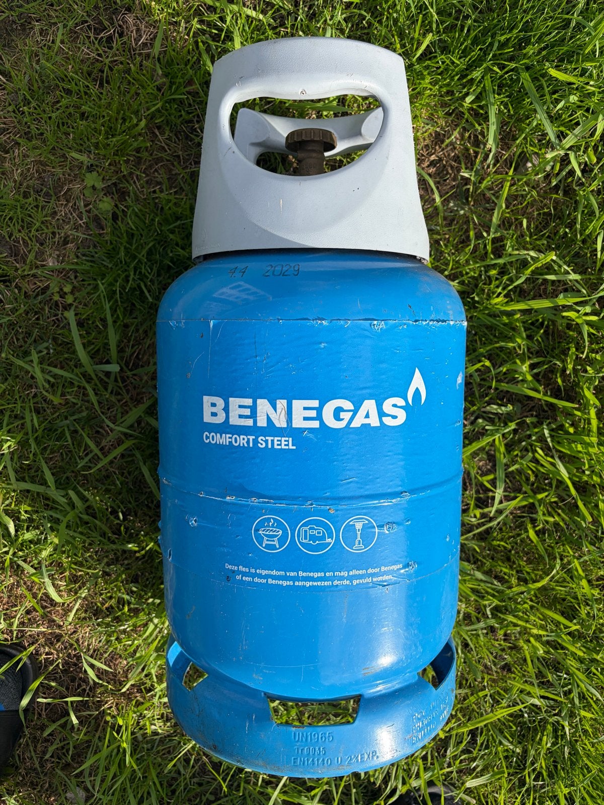 Benegas Comfort Steel gasfles 1/4 vulling, Ophalen, Gebruikt