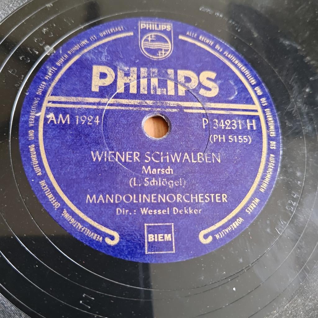 Philips 78 toeren plaat: Wiener Schwalben / Wiener Zugvogel, Ophalen of Verzenden, Gebruikt, 10 inch