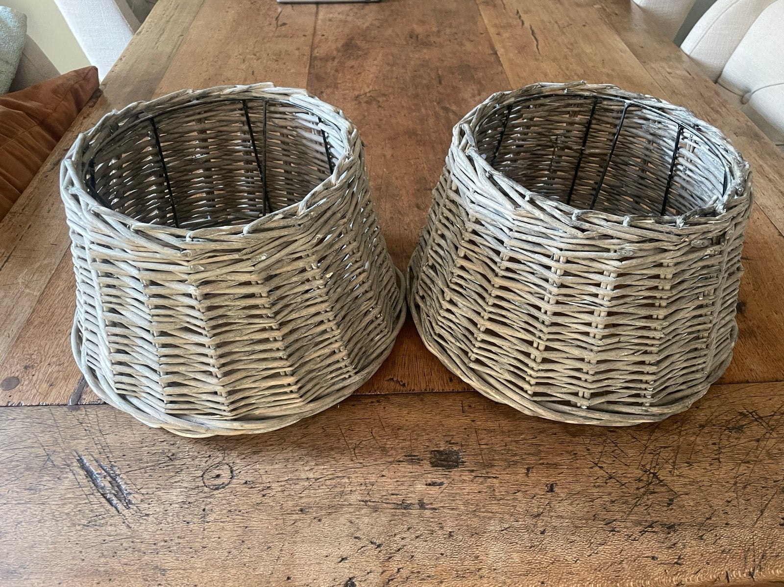 Set van 2 Rotan Lampenkappen - Natuurlijke Sfeer, Gebruikt, Tafellamp, Natuurlijk materiaal, Beige