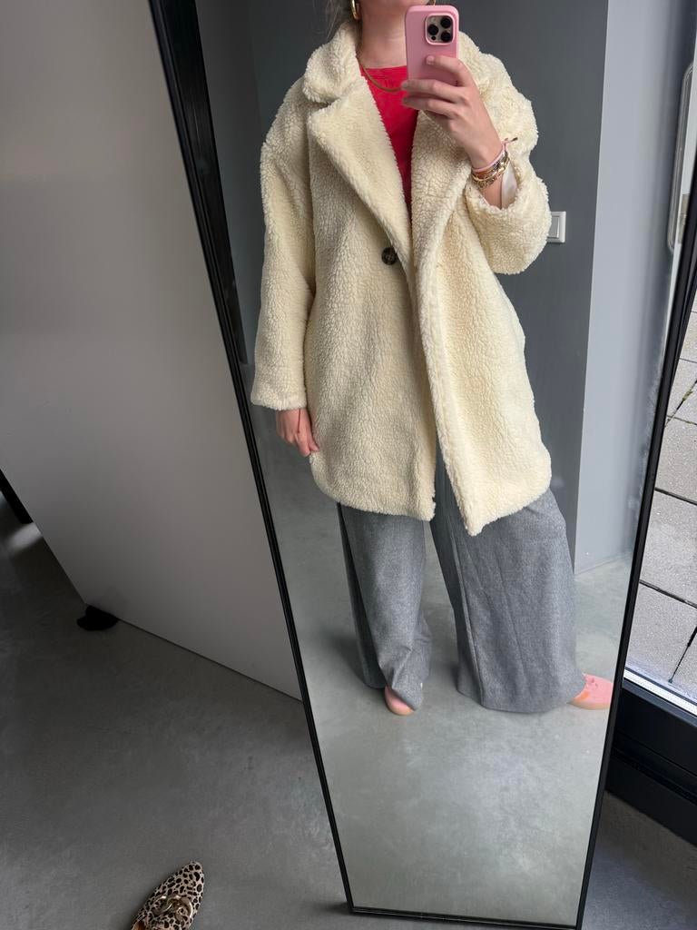 Teddy jas maat M/L van K., Verzenden, Zo goed als nieuw, Maat 38/40 (M), Beige