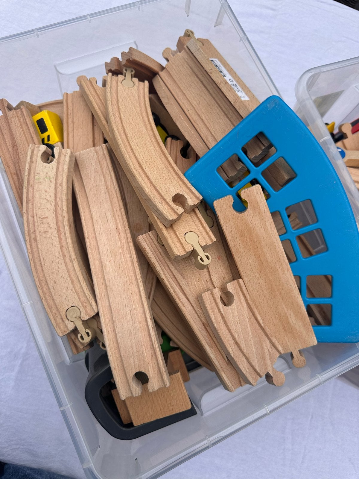 Grote set houten treinrails en accessoires, Ophalen, Gebruikt