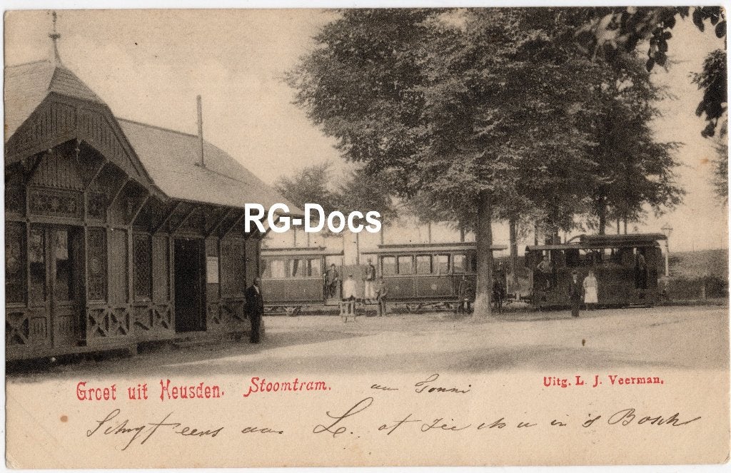 Ansichtkaart Briefkaart Tram Station Stoomtram Heusden 1910, Verzamelen, Ophalen of Verzenden, Voor 1920, Gelopen, Noord-Brabant