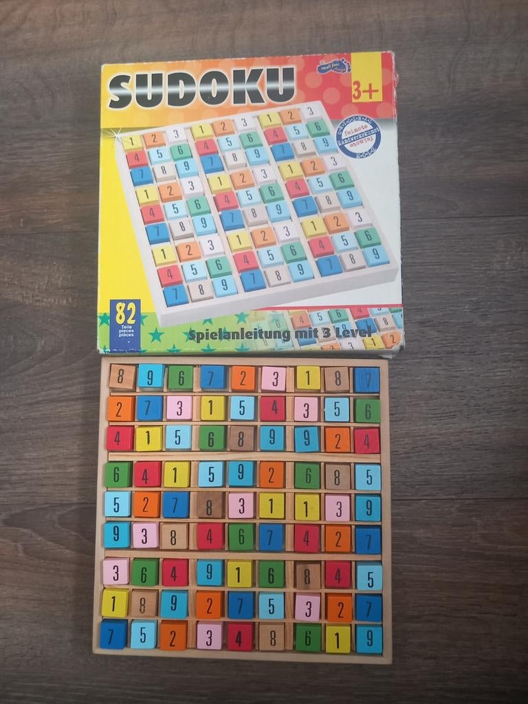 Sudoku houten bordspel met 3 moeilijkheidsgraden, Ophalen, Minder dan 500 stukjes, Gebruikt, Overige typen