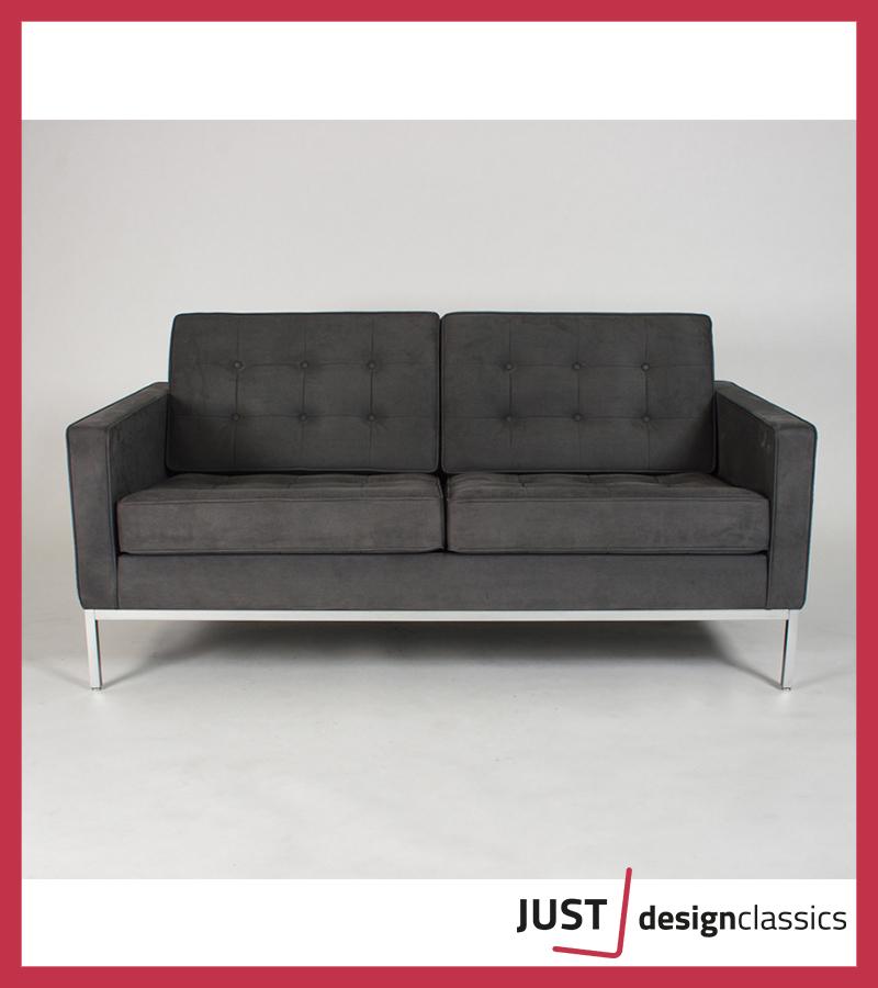 Florence Knoll 2-Zits Sofa Grijs Alcantara, Huis en Inrichting, Fauteuils, Niet ingevuld, Zo goed als nieuw, Niet ingevuld, Niet ingevuld