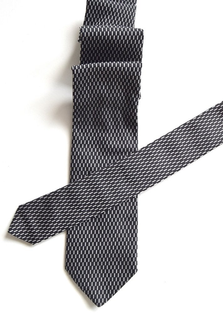 Nieuwe Boss, Hugo Boss 100% zijde stropdas, das, zwart/wit, Overige kleuren, Verzenden, Nieuw, Met patroon
