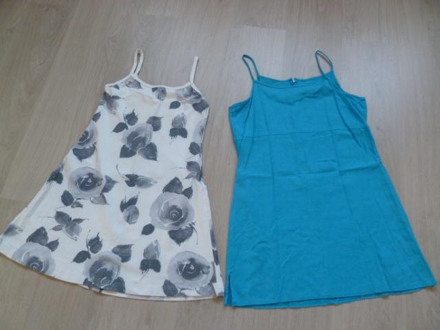 2 Zomer of vakantie jurkjes: wit/zwart en blauw. Mt. 36/38., Ophalen of Verzenden, Gedragen, Maat 36 (S), Boven de knie