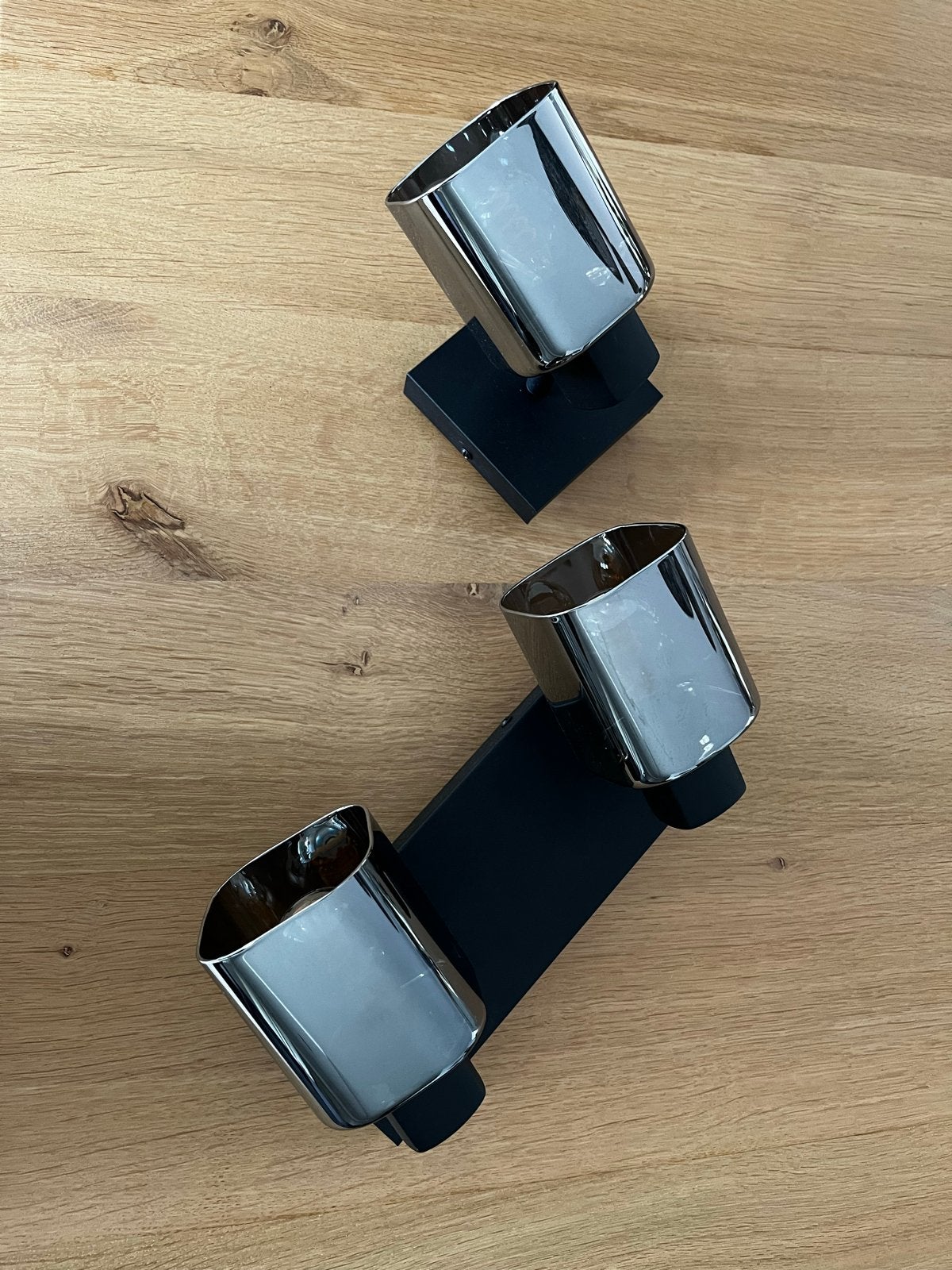 Zo goed als nieuwe dubbele plafondlamp (spot) met rookglas, Zwart, E14 (klein), Ophalen of Verzenden, Zo goed als nieuw