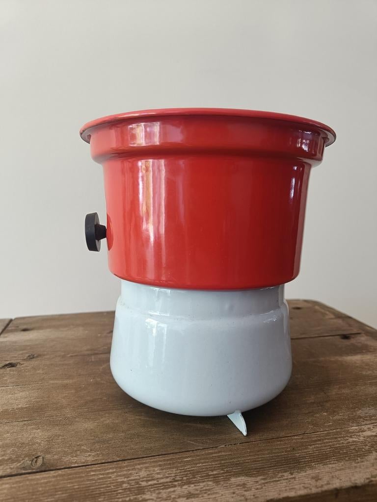 Vintage Petroleum Kachel - Rood/Wit Emaille, Antiek en Kunst, Ophalen
