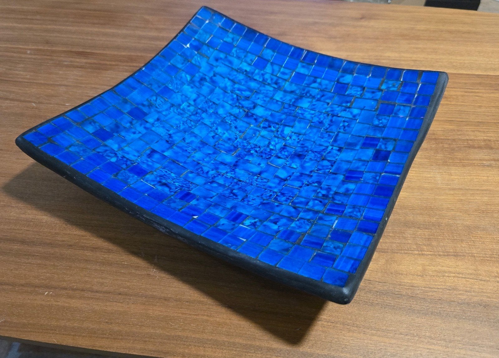 Decoratieve schaal met blauw mozaïek, Overige materialen, Schaal, Vierkant, Ophalen of Verzenden