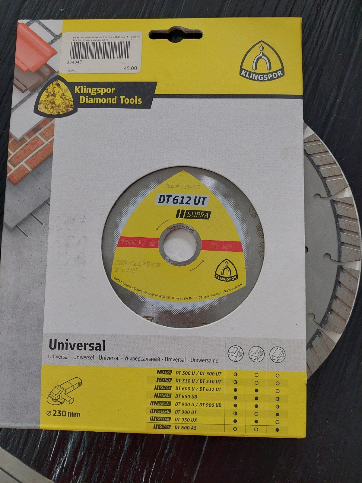 Klingspor DT 612 UT Supra Diamant Doorslijpschijf 230mm, Ophalen of Verzenden, Nieuw
