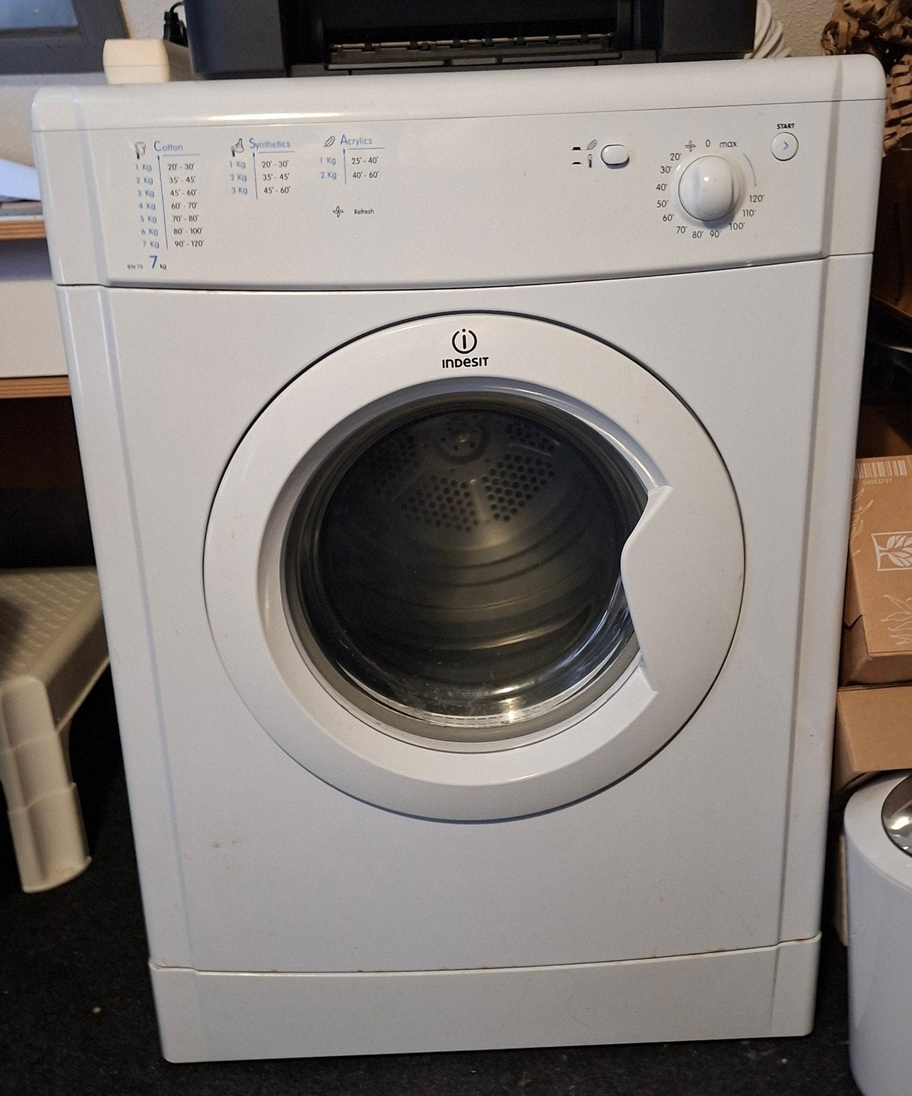 Indesit wasdroger 7 kg, Witgoed en Apparatuur, Wasdrogers, Ophalen, 6 tot 8 kg, Gebruikt, Luchtafvoer