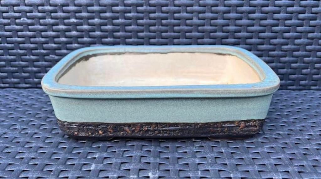 Bonsai schaal handgemaakt Slovakia blauw-bruin 24,5x16,7x6,5, Nieuw, Ophalen of Verzenden, Aardewerk, Rechthoekig