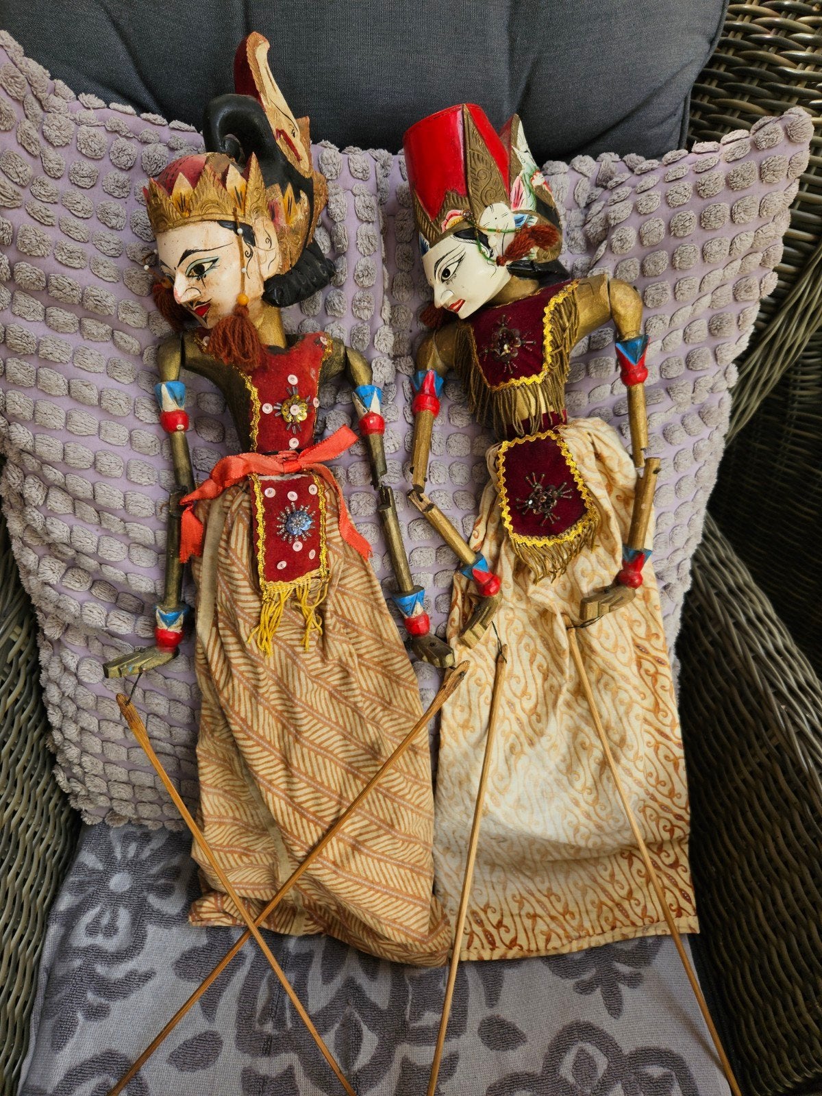 Indonesische/Balie handpoppen/stokpoppen, Antiek en Kunst, Ophalen of Verzenden