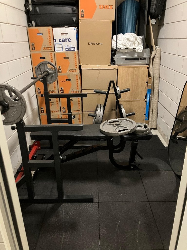 Home gym | 135kg bench press set / halterbank, Ophalen, Gebruikt, Borst, Fitnessbank