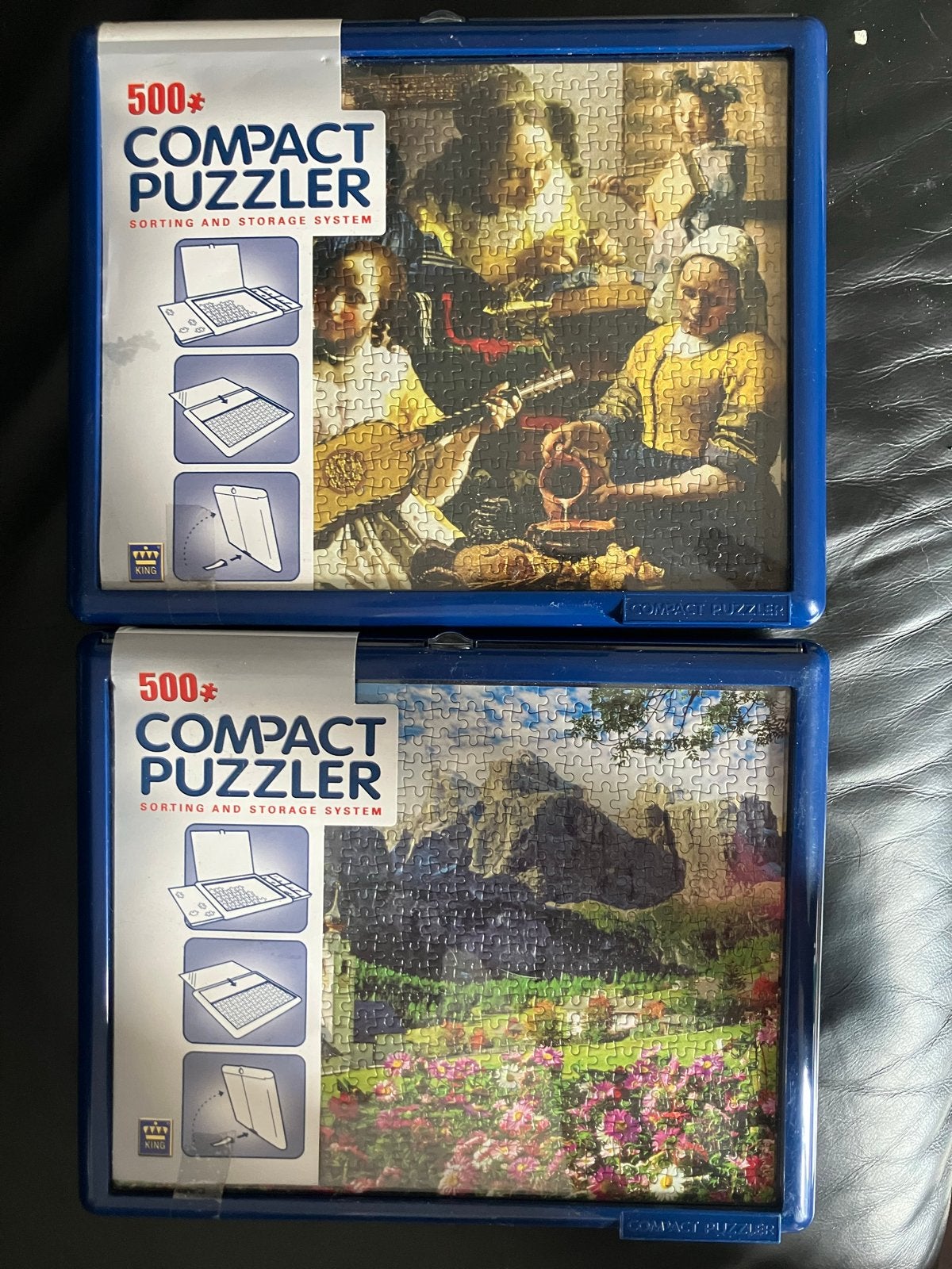 2x King Compact Puzzler 500 stukjes - Zo goed als nieuw, Hobby en Vrije tijd, Een of twee spelers, Ophalen of Verzenden, Zo goed als nieuw