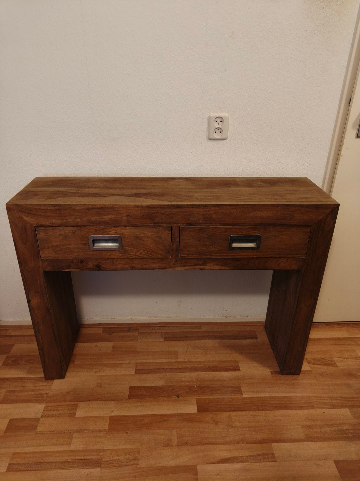 Massief houten sidetable/console tafel met 2 lades, Huis en Inrichting, Gebruikt, Ophalen of Verzenden, 75 cm of meer, 60 cm of meer
