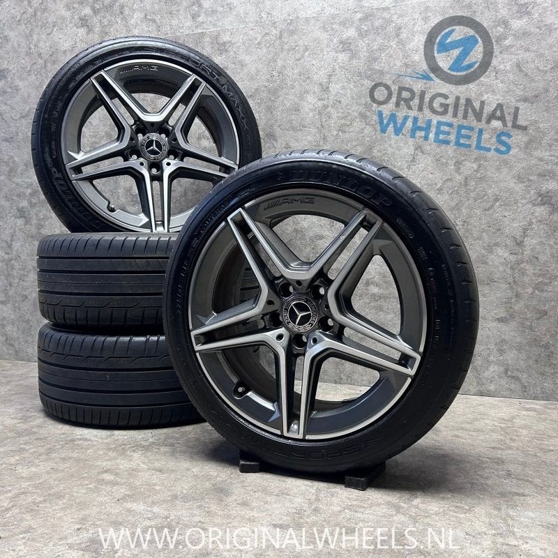 18 inch originele AMG velgen + zomerbanden MB C klasse W205, Gebruikt, -, -, Banden en Velgen