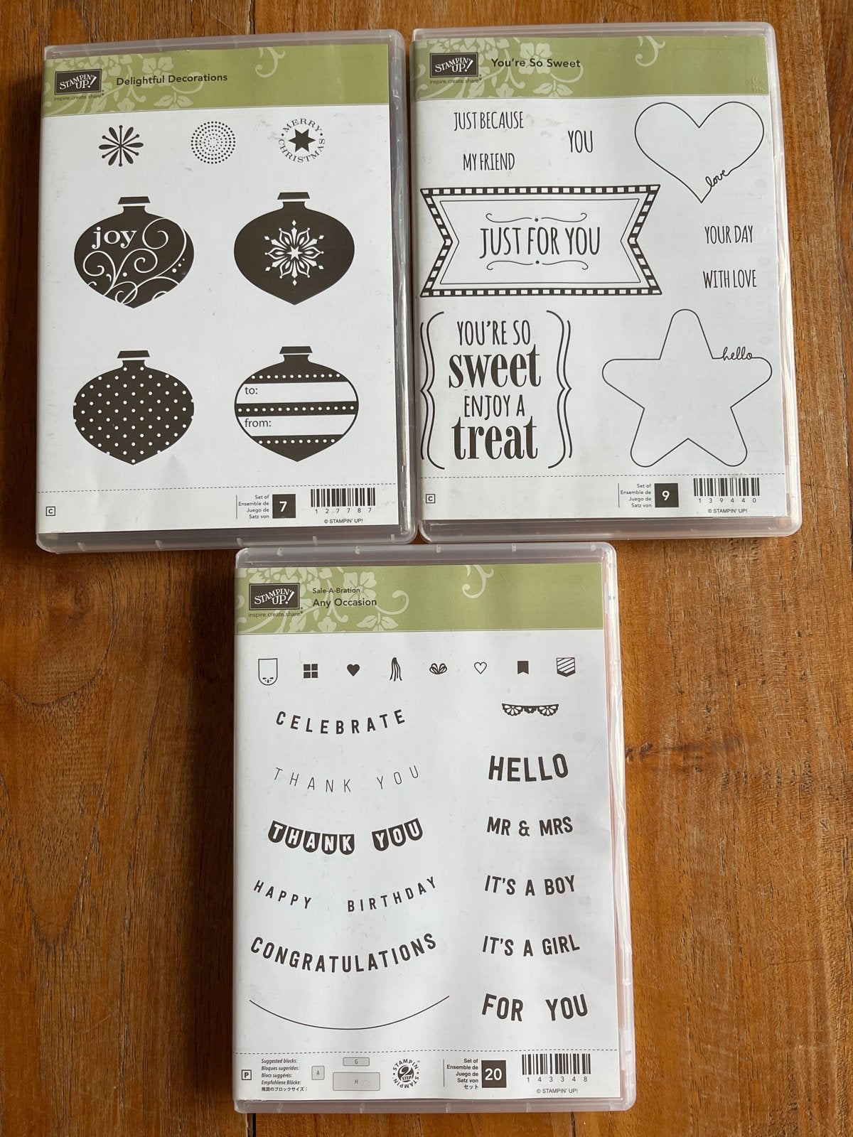 Stampin' Up! Stempelsets 3 stuks!, Ophalen of Verzenden, Zo goed als nieuw, EZ-mounted stempel