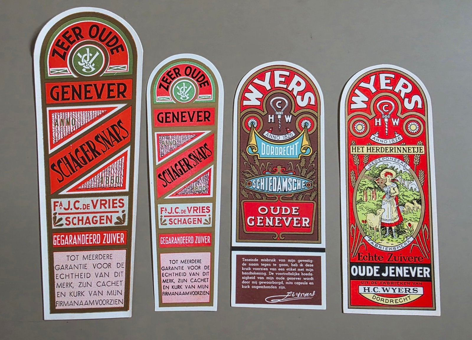 108) 8 ORIGINELE DRANK ETIKETTEN JENEVER, Verzenden, Zo goed als nieuw, Overige typen