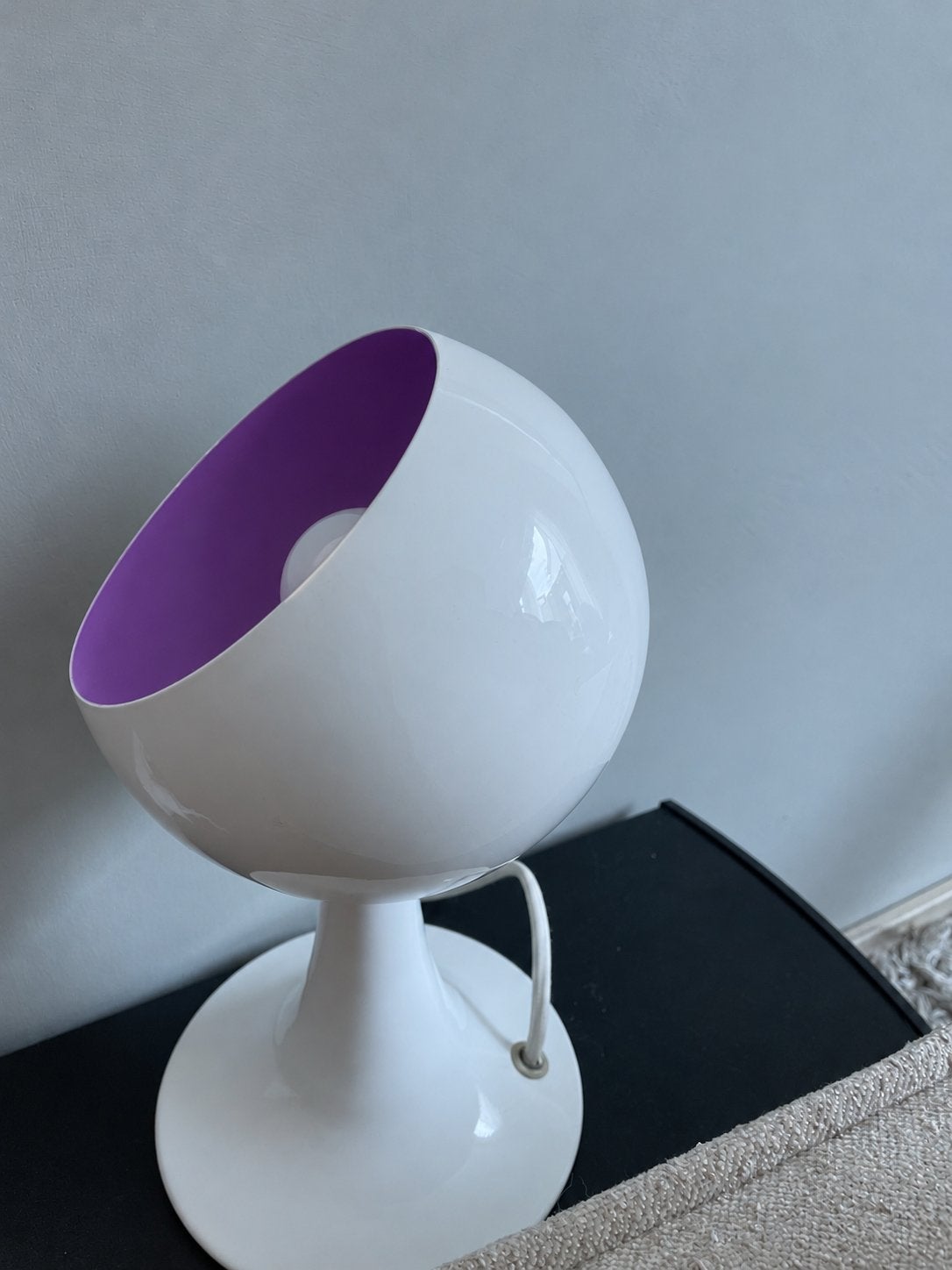 Vintage bollamp, Gebruikt, Vintage, Wit, Ophalen of Verzenden
