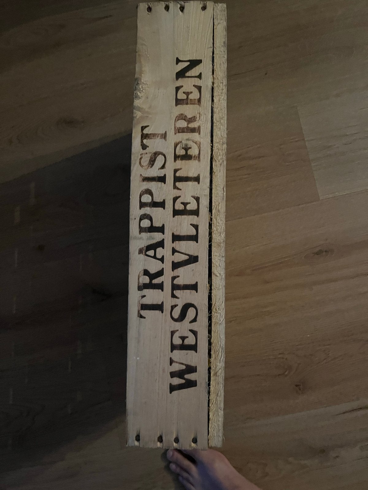 Vintage Trappist Westvleteren houten bierkrat, Ophalen, Minder dan 50 cm, Gebruikt, 50 tot 100 cm
