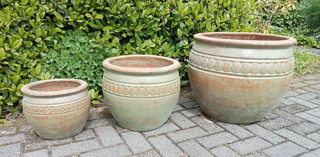 Grote geglazuurde potten rim bowl in 3 maten en 2 kleuren, Ophalen, Overige materialen, Minder dan 60 cm, Rond