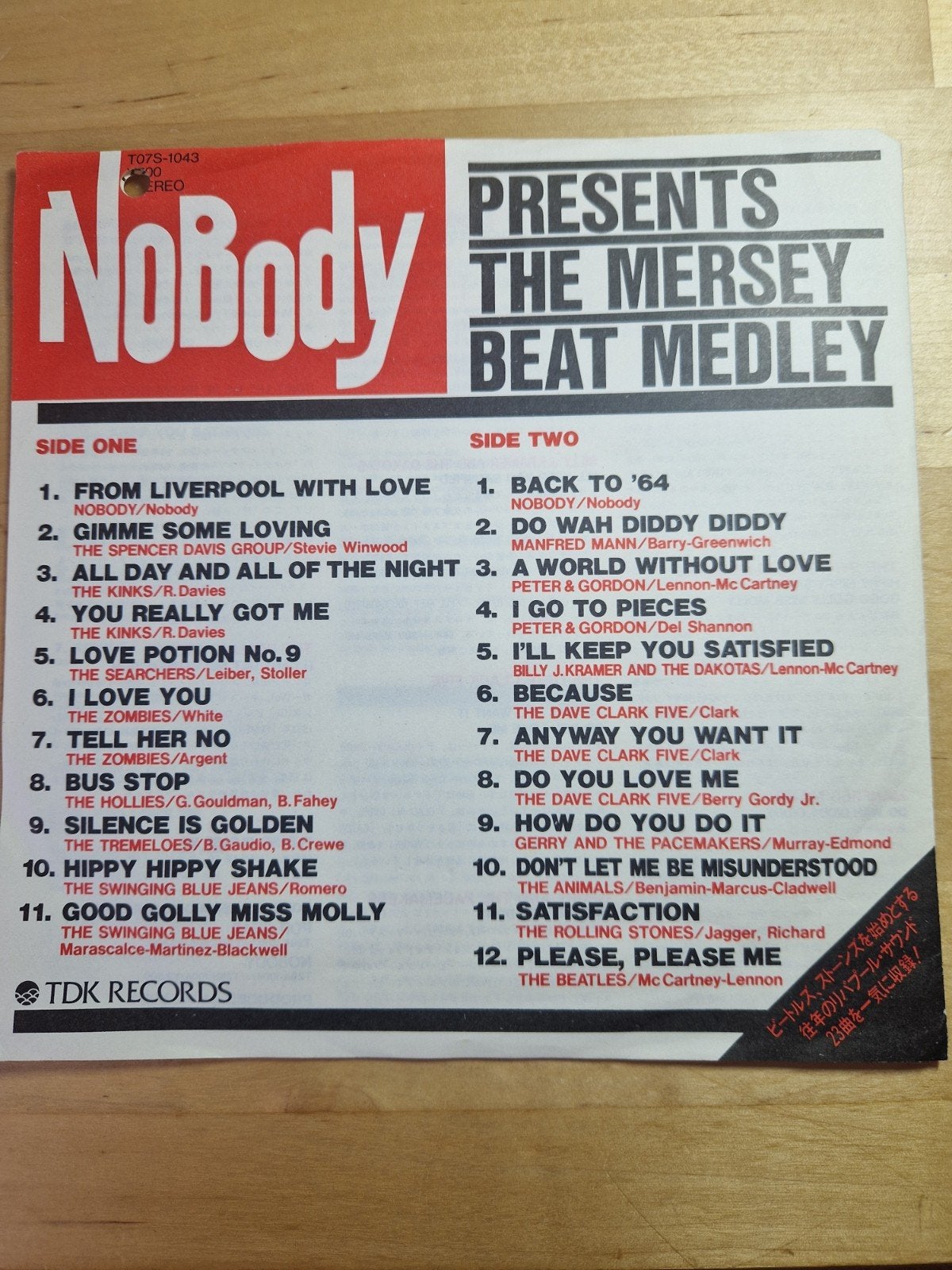 Nobody - The Mersey Beat Medley (Promo 7-inch EP, 1983), Fotohoes, 7 inch, Ophalen of Verzenden, Zo goed als nieuw