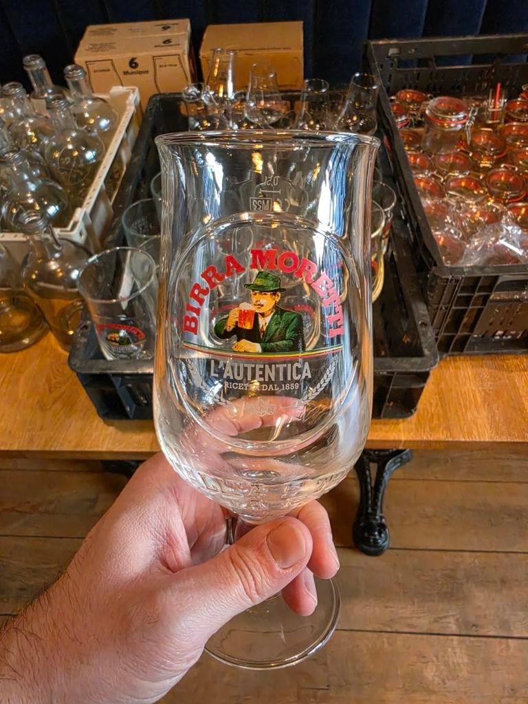 Birra Moretti Bierglas - L'Autentica 50cl, Verzamelen, Ophalen, Nieuw, Bierglas