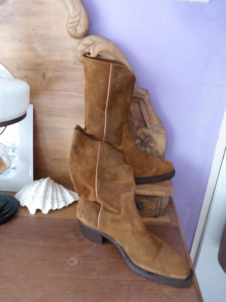 SHABBIES laarzen mt. 42 in suede leer, Kleding | Dames, Schoenen, Hoge laarzen, Verzenden, Zo goed als nieuw, Bruin