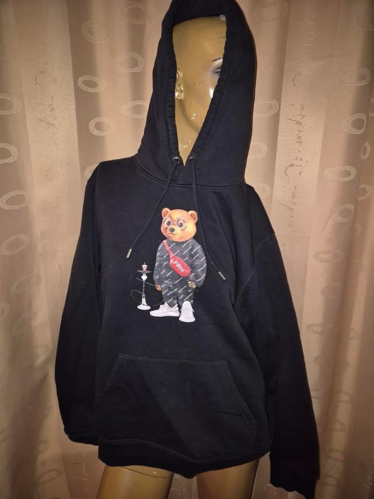 Zwarte hoodie met teddybeer print baron filou mt L, Baron filou, Zwart, Maat 42/44 (L), Ophalen of Verzenden