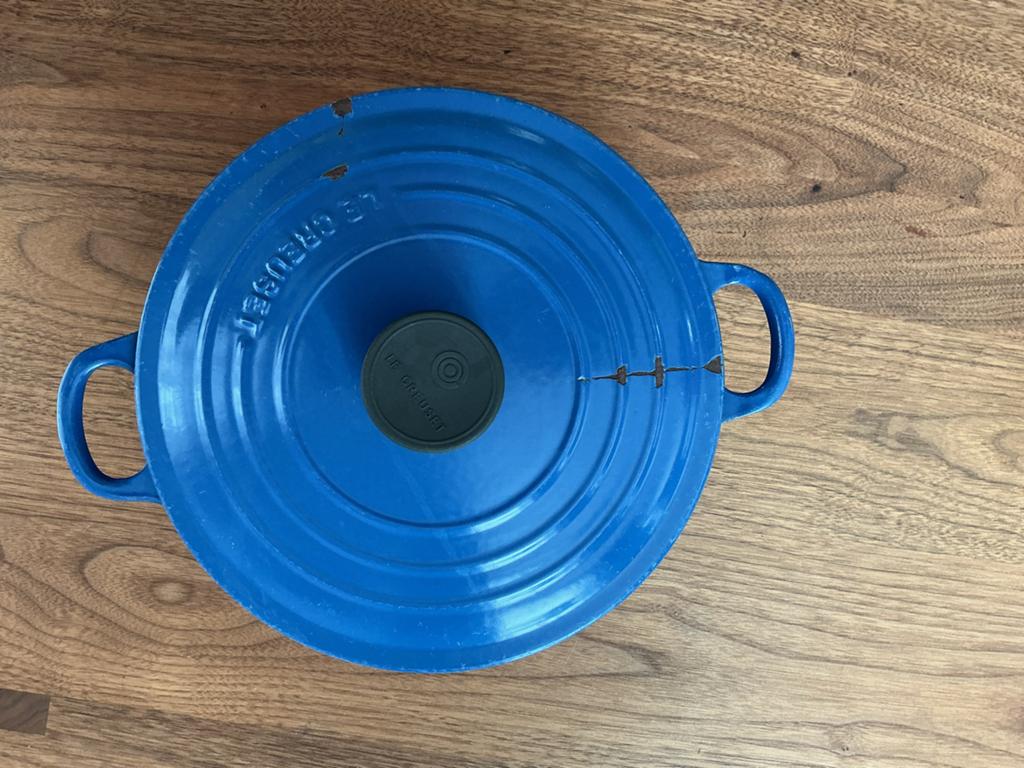 Vintage Le Creuset pan - Decoratief met gebruikssporen, Ophalen of Verzenden, Zo goed als nieuw