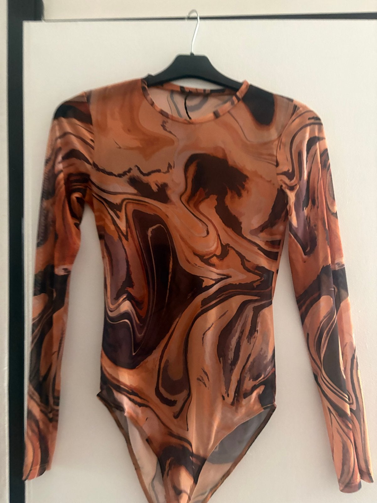 Zara Bodysuit met marmerprint - Maat M, Maat 38/40 (M), Bruin, Ophalen of Verzenden, Zo goed als nieuw