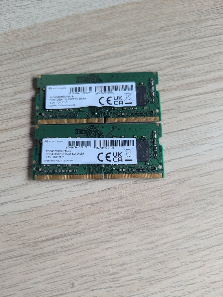 PCspecialist 16 GB (2x8GB), Computers en Software, RAM geheugen, Gebruikt, DDR4, Ophalen of Verzenden, Laptop