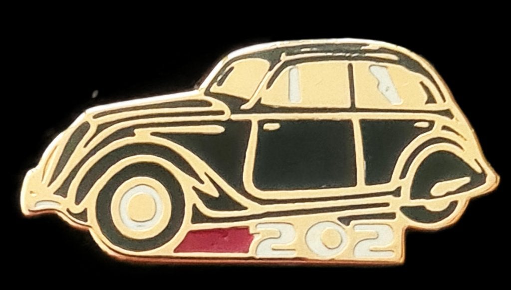 Peugeot 202 pin- zwart-goukleur, Verzenden, Nieuw, Transport, Speldje of Pin