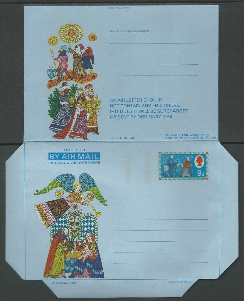 ENGELAND 1969 9d. Kerstmis Airletter, Greiner: 45, MINT., Verzenden, Postfris