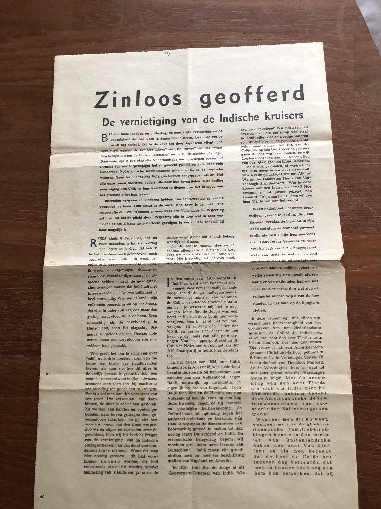 1942 NSB. Propaganda: over Slag in de Javazee. Zinloos, A. Mussert, Verzenden, Overige onderwerpen, Tweede Wereldoorlog