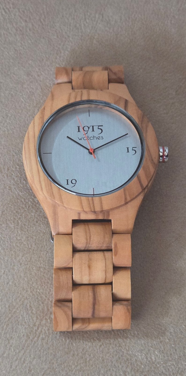 watches olijfhout hout heren dames horloge 1915 !, Ophalen of Verzenden, Staal, Overige merken