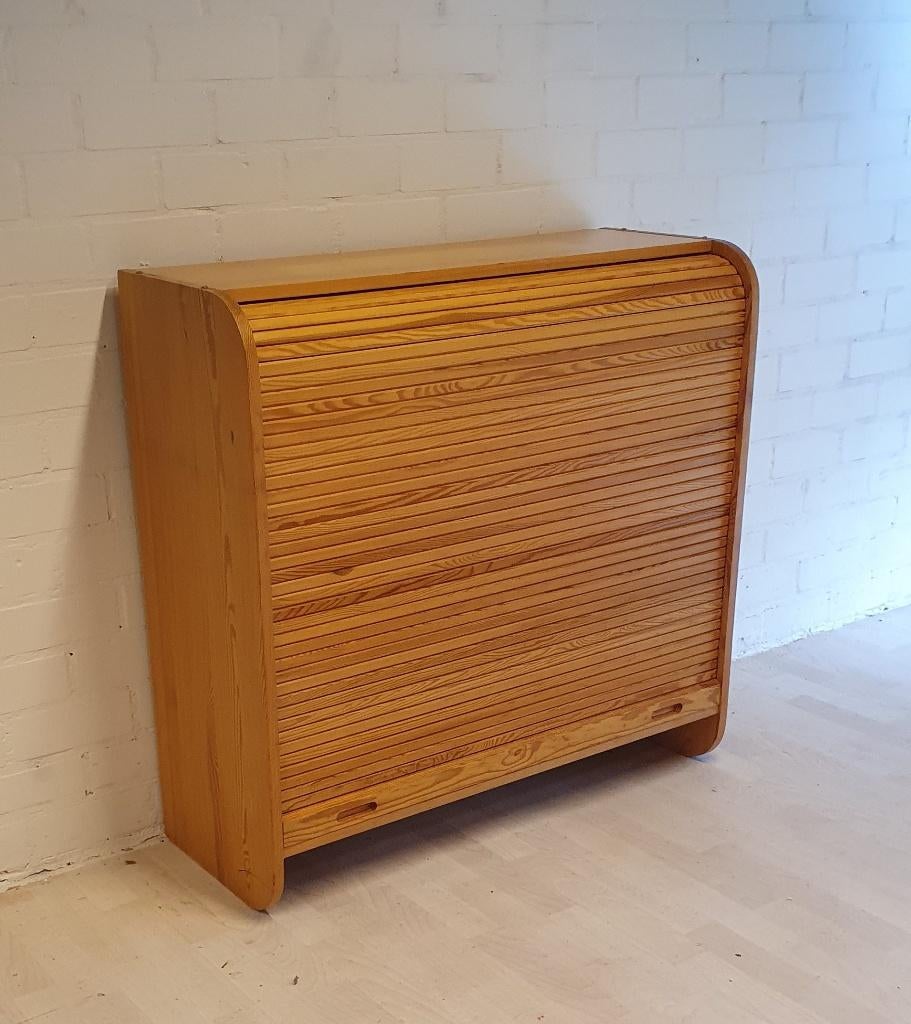 vintage kast roldeurkast grenen, Ophalen, Met plank(en), Gebruikt, 100 tot 150 cm